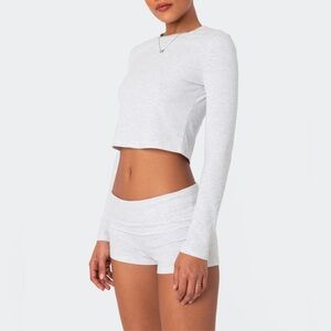EDIKTED Meg Long Sleeve Top | Light Heather Gray